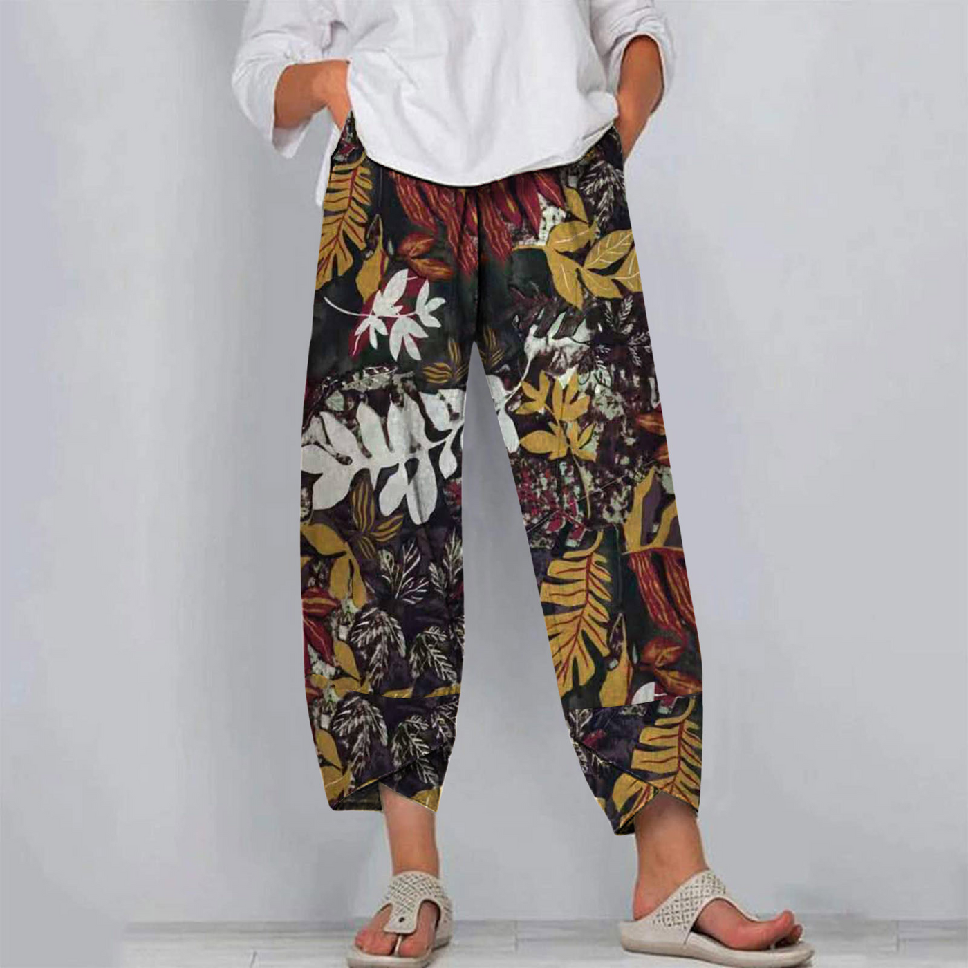 Women's abstract print breathable trousers