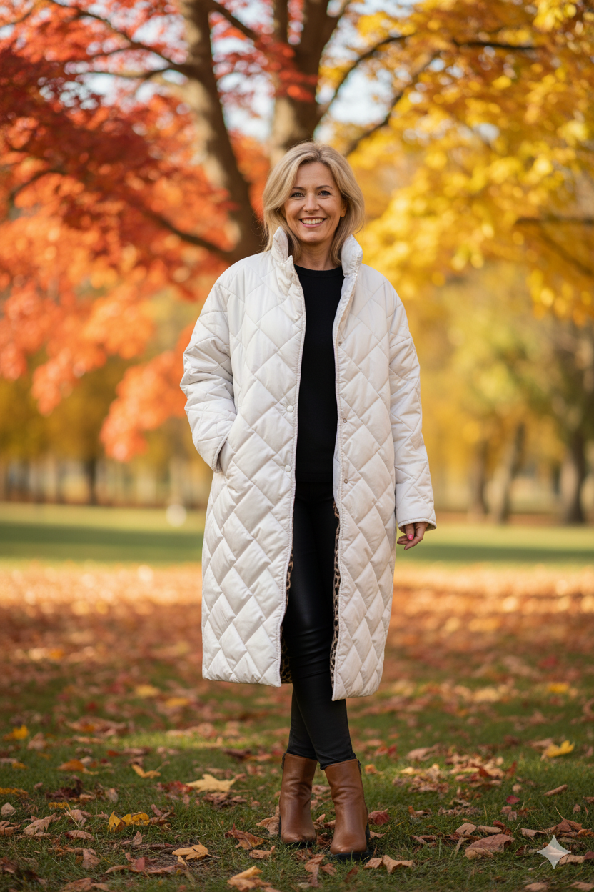 Ella | Reversible Quilted Jacket with Leopard Print Lining