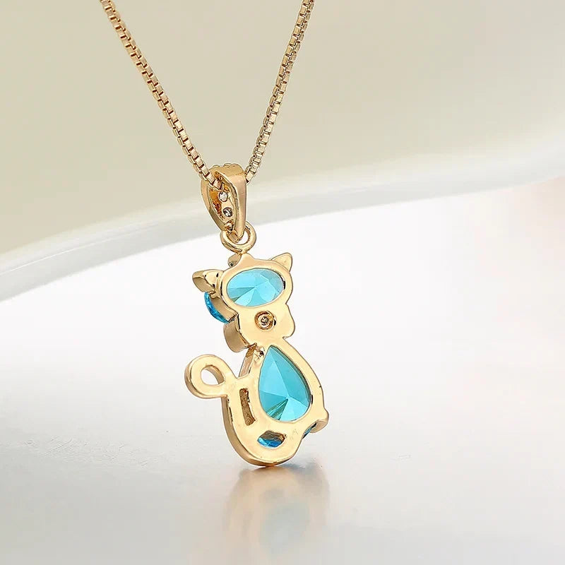 Crystal Cat Pendant Necklace