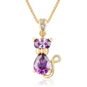 Crystal Cat Pendant Necklace