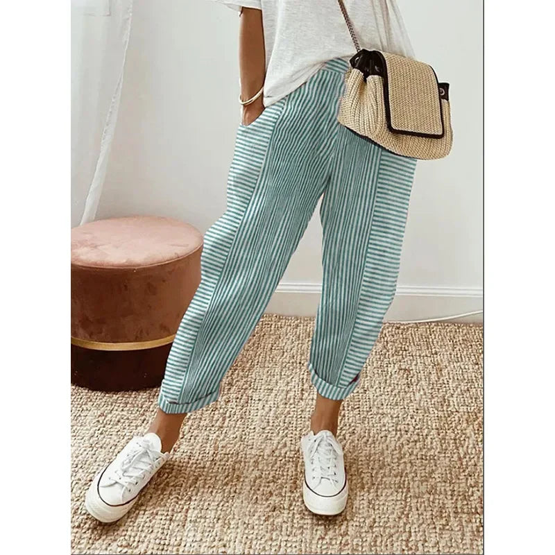 Bria - stripe panel trousers