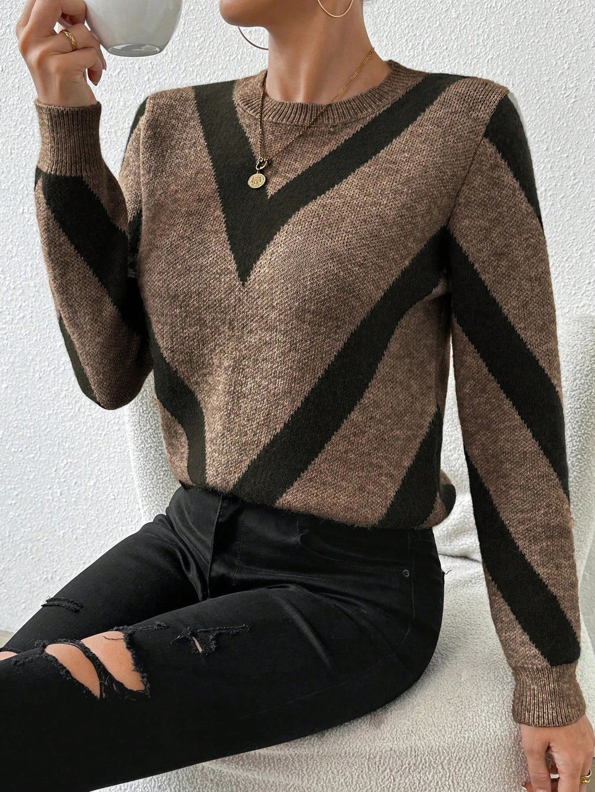 Sabine | Geometric Pattern Knit Sweater