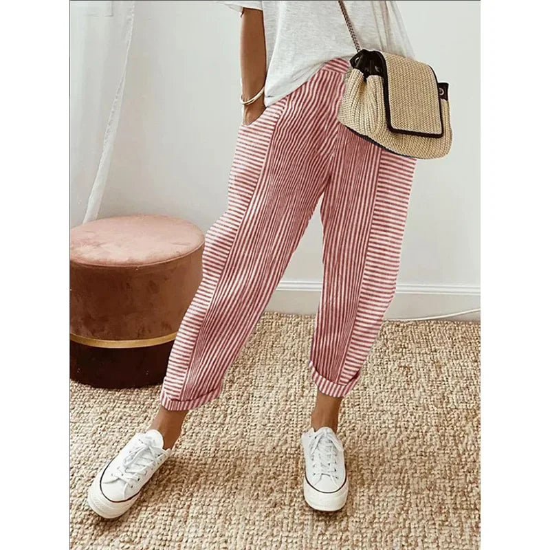 Bria - stripe panel trousers