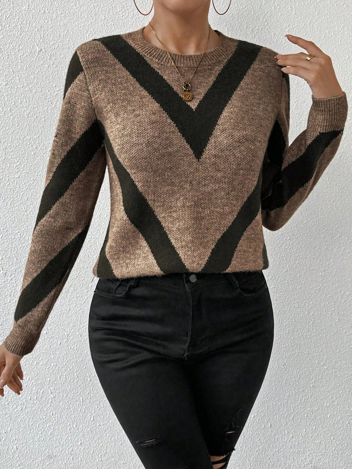 Sabine | Geometric Pattern Knit Sweater