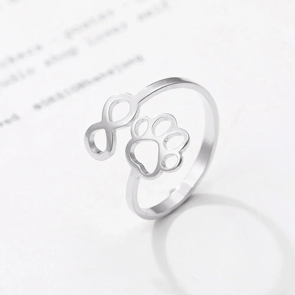 Adjustable Infinity Paw Ring – Stainless Steel