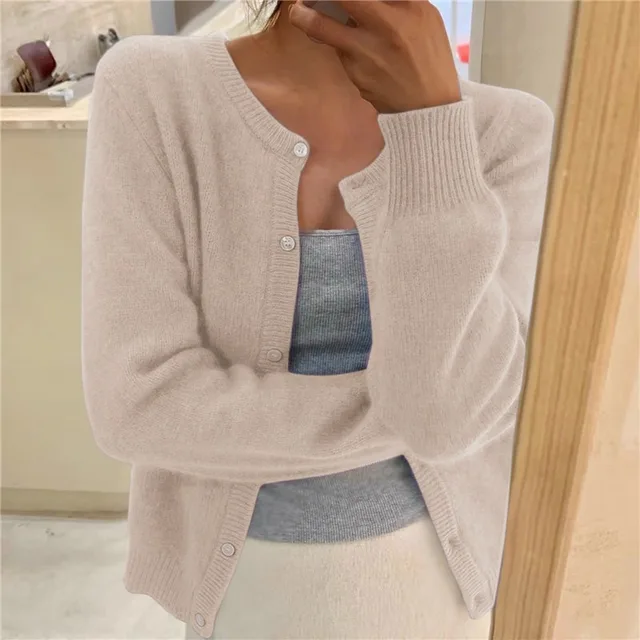 Odilette | Soft Knit Cardigan with Button Front and Round Neckline