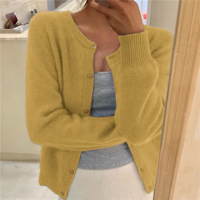 Odilette | Soft Knit Cardigan with Button Front and Round Neckline