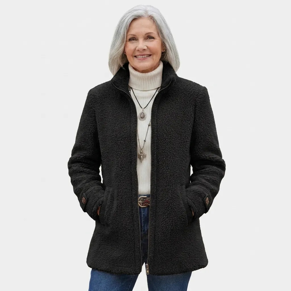 Carissa - Full-Zip Lambswool-Feel Stand Collar Jacket