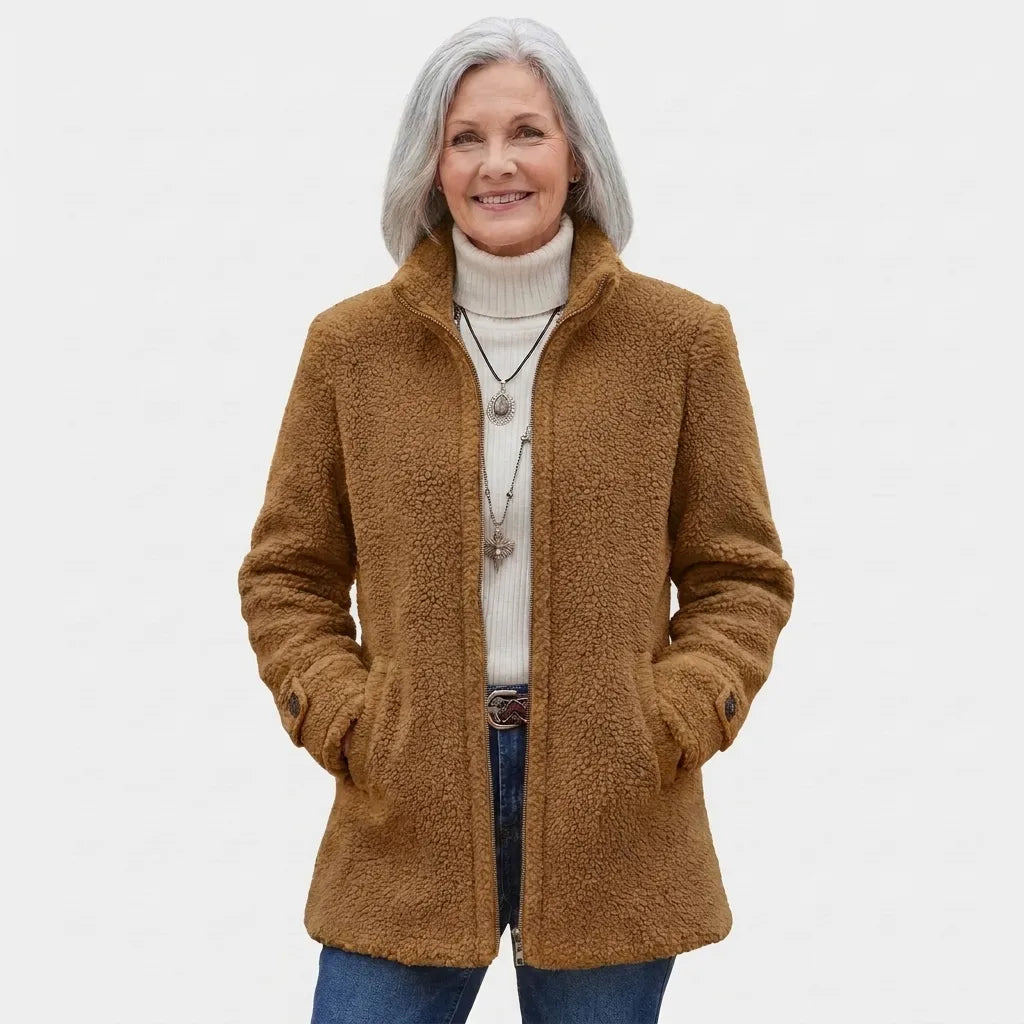 Carissa - Full-Zip Lambswool-Feel Stand Collar Jacket