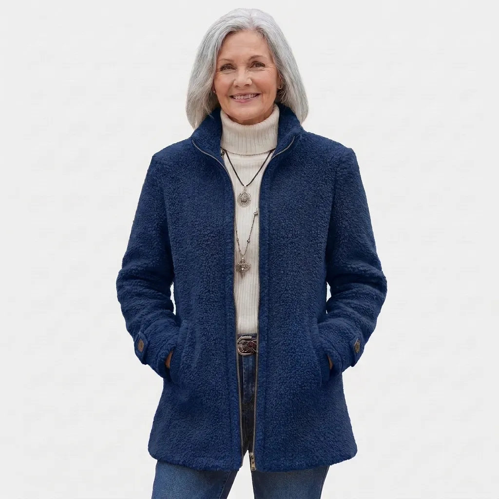 Carissa - Full-Zip Lambswool-Feel Stand Collar Jacket